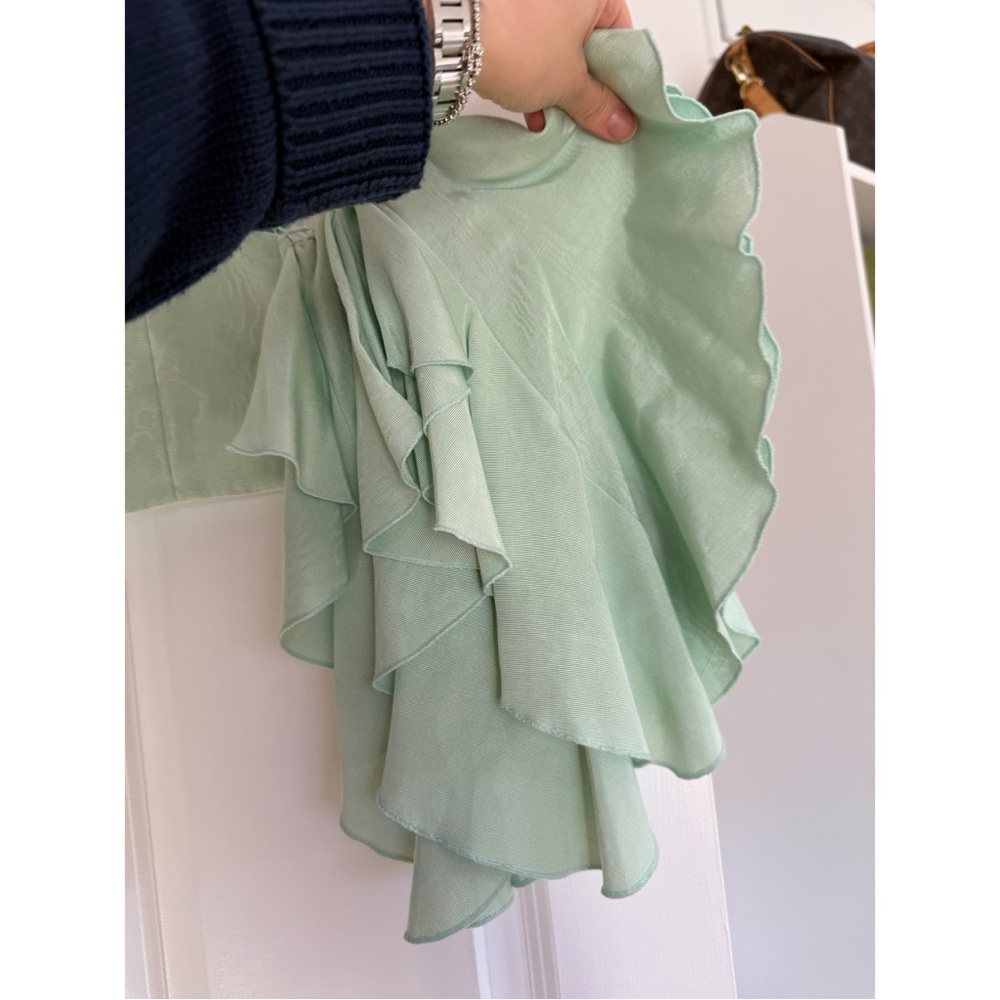 Alice + Olivia Nakia Cold Shoulder Crop Top Mint Green Size 8 - Picture 4 of 9